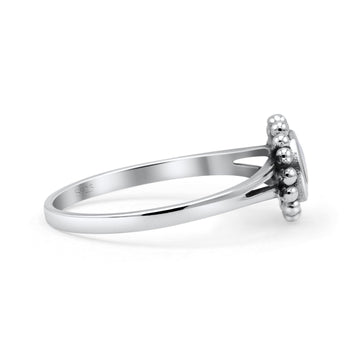 Beaded Flower Vintage Style Round Oxidized Statement Fashion Thumb Ring Simulated Mother of Pearl 925 Sterling Silver